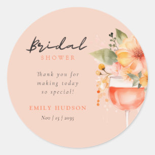 Adesivo Redondo Aperol Spritz Floral Chá de Noiva