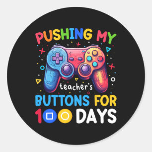 Adesivo Redondo Apertando o botão do meu professor por 100 dias de