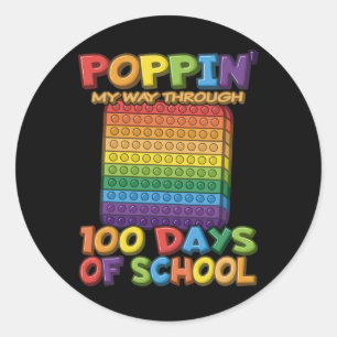 Adesivo Redondo Aperte-Me Por 100 Dias De Escola - Pop