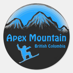 Adesivo Redondo Apex Mountain BC Canadá autocolantes azuis