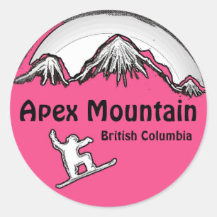 Adesivo Redondo Apex Mountain BC Canadá autocolantes cor-de-rosa