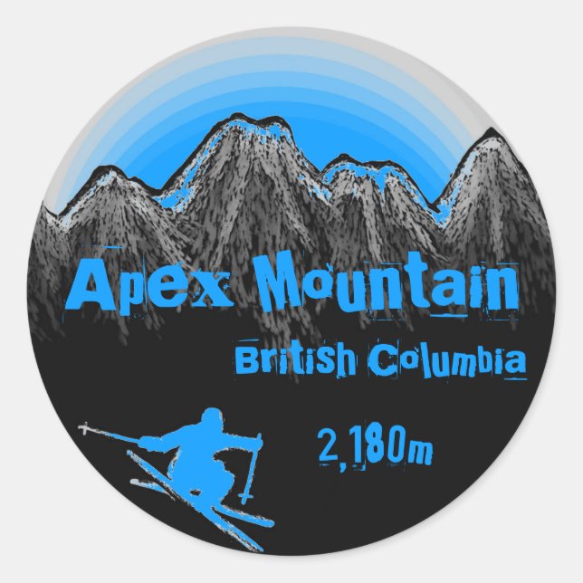 Adesivo Redondo Apex Mountain British Columbia Blue ski stickers (Frente)