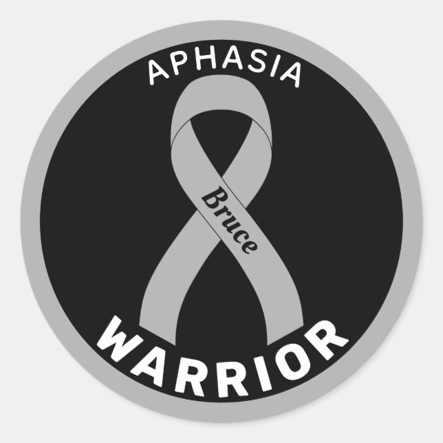 Adesivo Redondo Aphasia Warrior Ribbon Black Round Sticker (Frente)