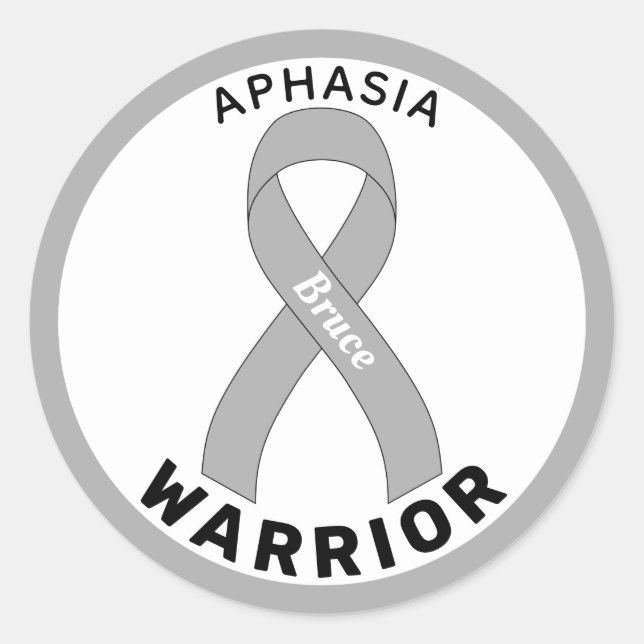 Adesivo Redondo Aphasia Warrior Ribbon White Round Sticker (Frente)
