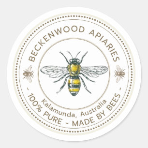 Adesivo Redondo Apiário Amarelo-Abelha-Abelha-Abelha-Amarela