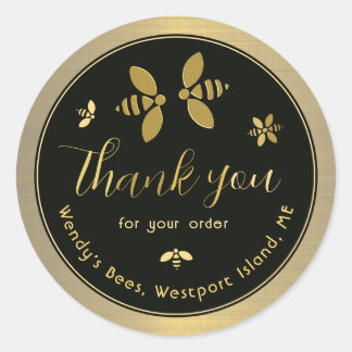 Adesivo Redondo Apiário Personalizado Obrigado por Sua Abelhas Peq