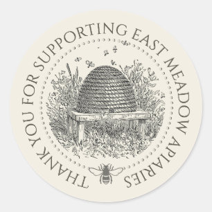 Adesivo Redondo Apiário Personalizado Obrigado Rotular Pista com A