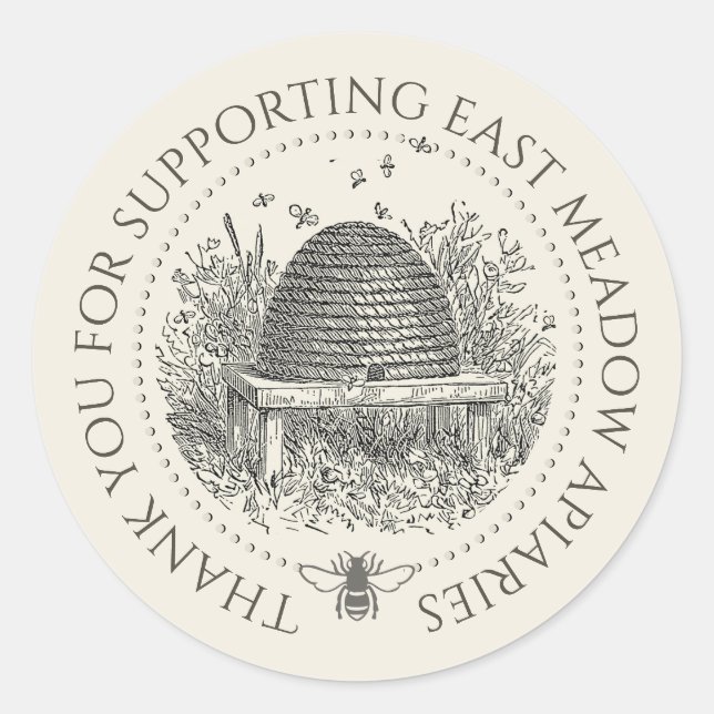 Adesivo Redondo Apiário Personalizado Obrigado Rotular Pista com A (Frente)