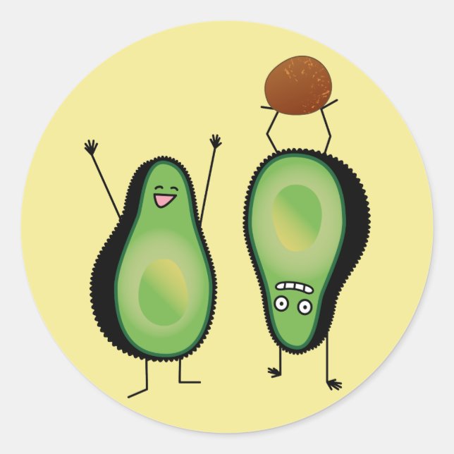 Adesivo Redondo aplausos engraçada do Avocado fica verde (Frente)