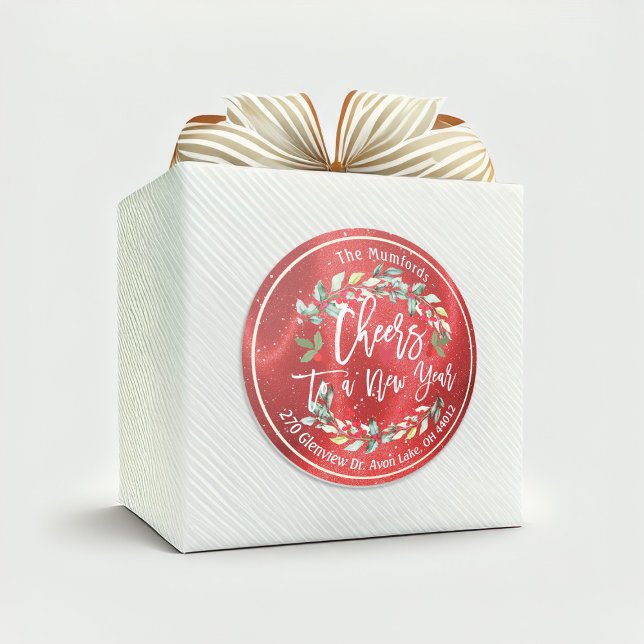 Adesivo Redondo Aplausos para o Ano Novo Feliz Natal (Criador carregado)