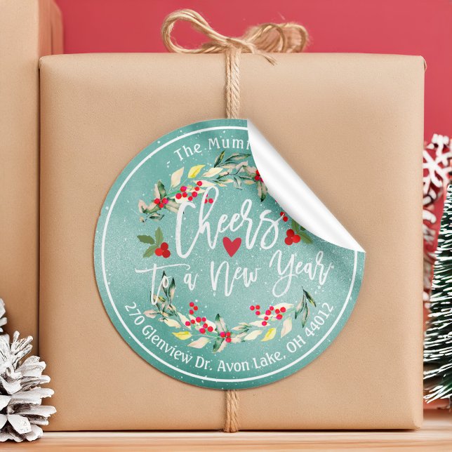 Adesivo Redondo Aplausos para o Ano Novo Feliz Natal (Criador carregado)