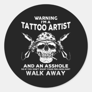 Adesivo Redondo Aplicativo de Tatuagem de Artista de Tatuagem de T