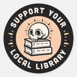 Adesivo Redondo Apoiar a biblioteca local de livros acadêmicos esc