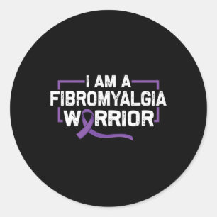 Adesivo Redondo Apoiar O Guerreiro Roxo Da Fita De Fibromialgia Aw