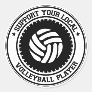 Adesivo Redondo Apoie seu jogador de voleibol local
