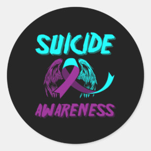 Adesivo Redondo Apoio à Consciência Suicida Asas Suicidas Prevençã