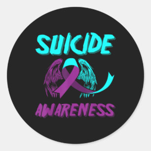 Adesivo Redondo Apoio à Consciência Suicida Asas Suicidas Prevençã