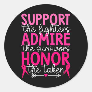 Adesivo Redondo Apoio ao cancer de mama Admire Honra Breastcancer