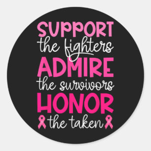 Adesivo Redondo Apoio ao cancer de mama Admire Honra Cancer A