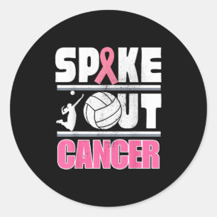 Adesivo Redondo Apoio ao cancer de mama De Voleibol Do Cancer Spik