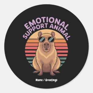 Adesivo Redondo Apoio Emocional Encantado Animal Capybara Sticker