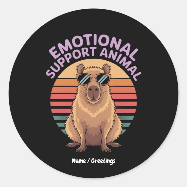 Adesivo Redondo Apoio Emocional Encantado Animal Capybara Sticker (Frente)