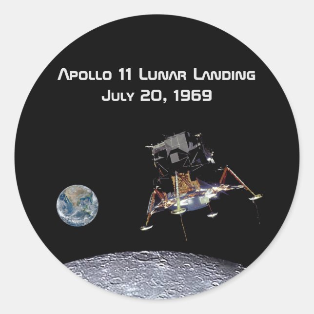 Adesivo Redondo Apollo 11 Aterrissagem lunar (Frente)