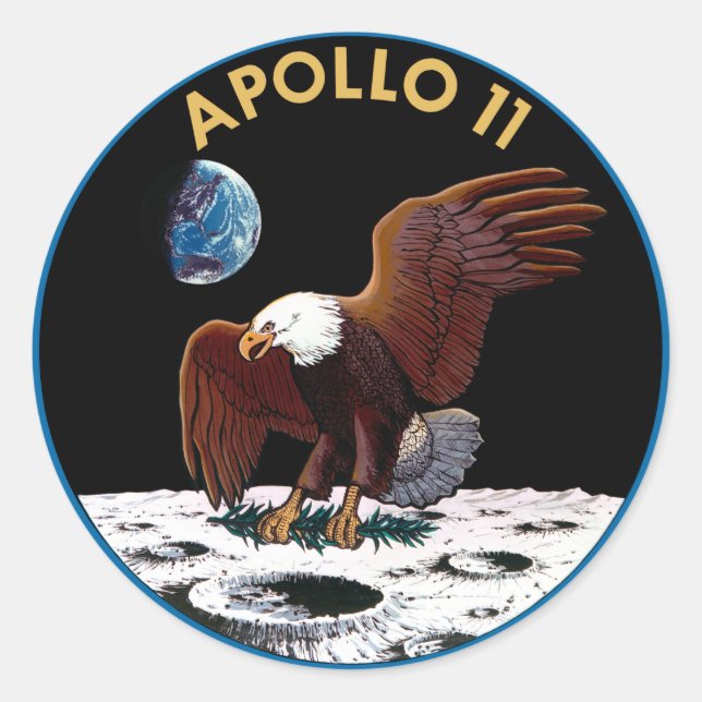 Adesivo Redondo Apollo 11 insígnia (Frente)