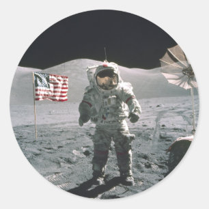 Adesivo Redondo Apollo 17 Last Moon Walk Sticker