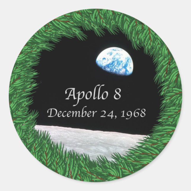 Adesivo Redondo Apollo 8 Natal Eve Moon Missio (Frente)