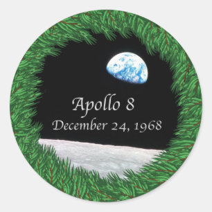 Adesivo Redondo Apollo 8 Natal Eve Moon Missio