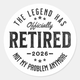 Adesivo Redondo Aposentado 2026 não é mais meu problema Vintage Re