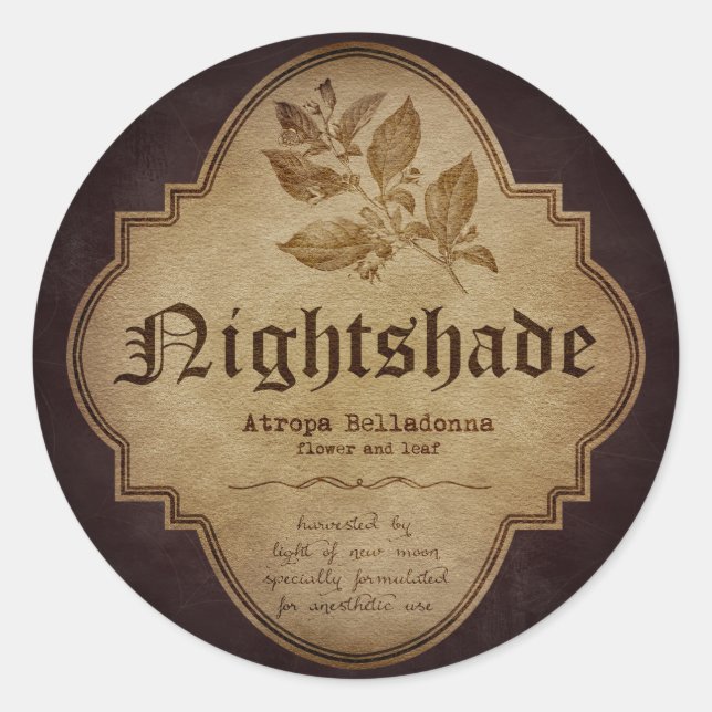 Adesivo Redondo Apothecary de Nightshade (Frente)