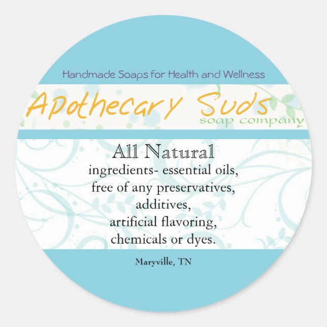 Adesivo Redondo Apothecary Suds Stickers II (Frente)