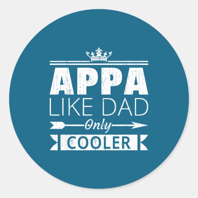Adesivo Redondo Appa Cooler Funny Korean Dad Father's Day Quote  (Frente)