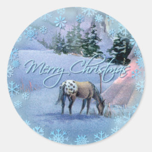Adesivo Redondo APPALOOSA do INVERNO do TIPI & SNOWFLAKESby SHARON