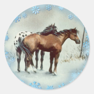 Adesivo Redondo APPALOOSA & FLOCOS DE NEVE do INVERNO por SHARON