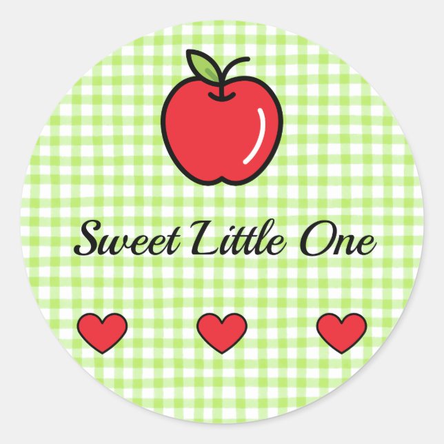 Adesivo Redondo Apple Baby Shower Sticker – “Sweet Little One” (Frente)