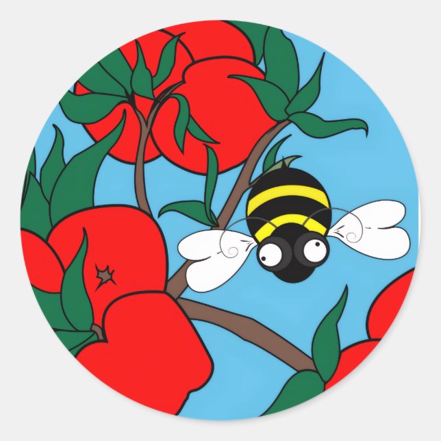 Adesivo Redondo Apple Bee Round Sticker (Frente)