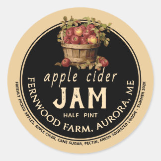 Adesivo Redondo Apple Cider Jam Molly Label Kraft Homemade