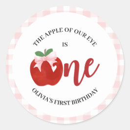 Adesivo Redondo Apple do nosso aniversário de arco rosa