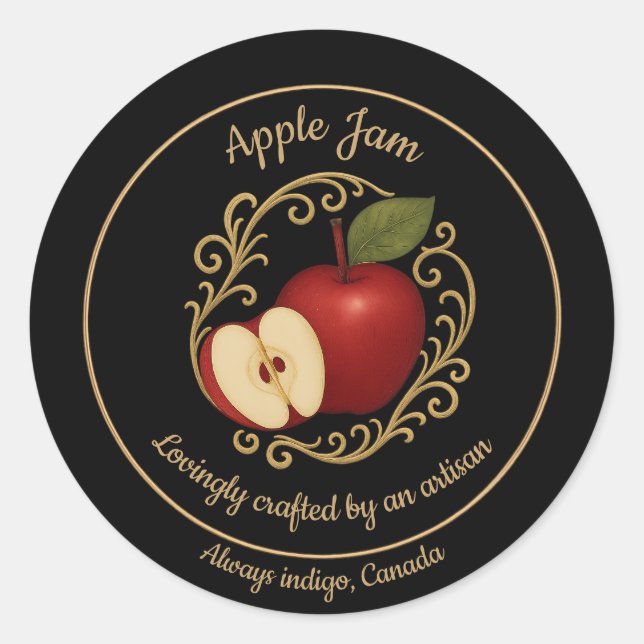Adesivo Redondo Apple Ember – Artisan Jam Label (Frente)