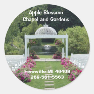 Adesivo Redondo Apple floresce capela e jardins