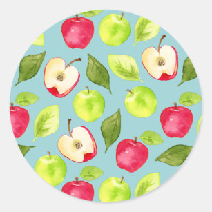 Adesivo Redondo Apple frutifica teste padrão da aguarela