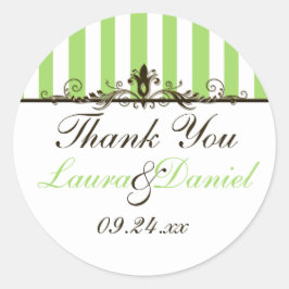 Adesivo Redondo Apple Green, Brown, White Weding Favor Sticker