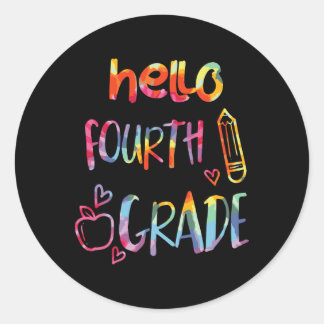 Adesivo Redondo Apple Hello 4º ano 1º dia da escola T