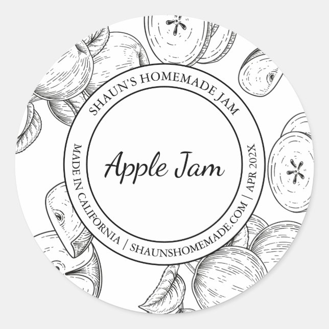Adesivo Redondo Apple Jam Sketch Modern label (Frente)