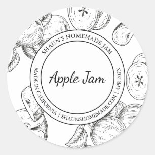 Adesivo Redondo Apple Jam Sketch Modern label