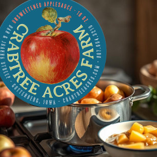 Adesivo Redondo Apple LOGO Fazenda Orchard Business Applesausa