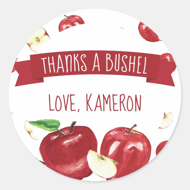 Adesivo Redondo Apple of Our Eye, Aniversário Obrigado (Frente)